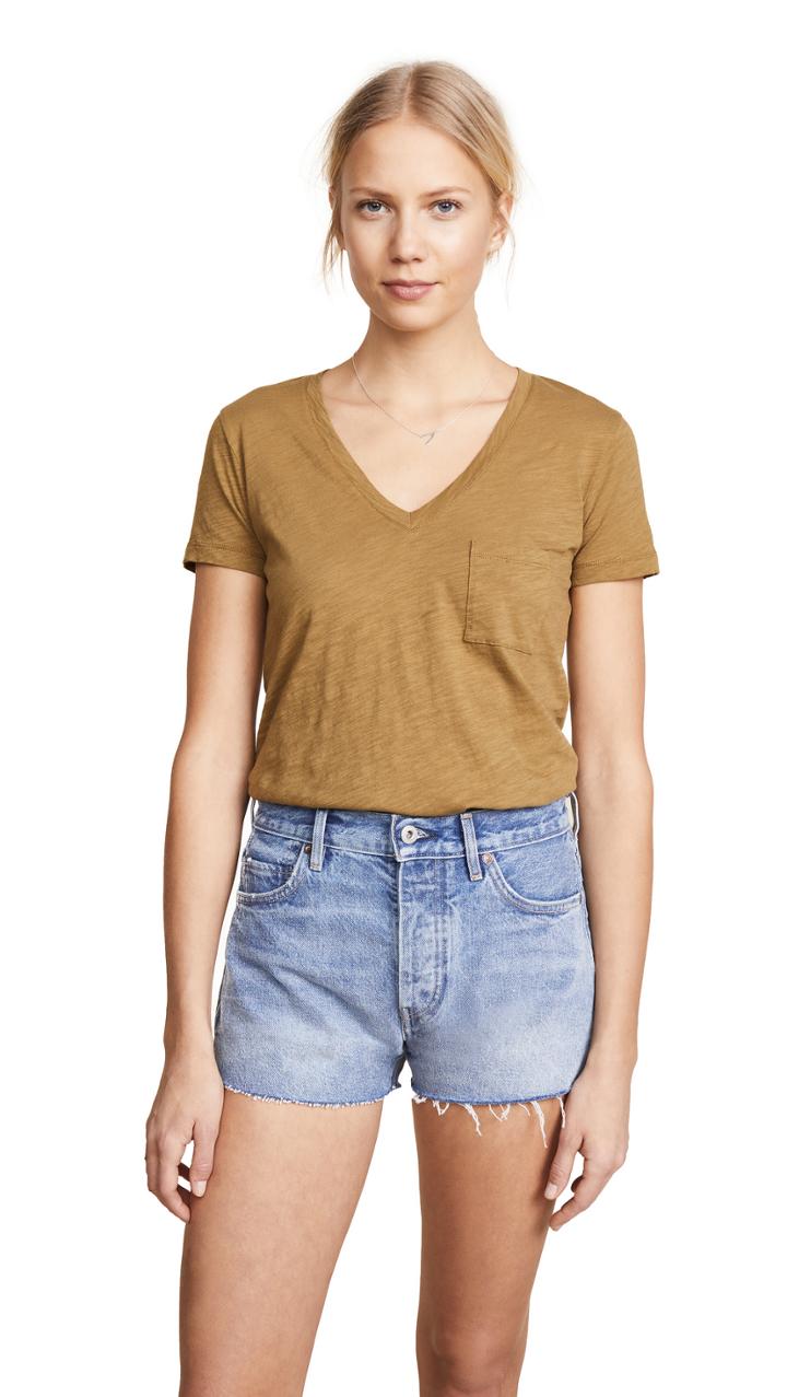 Madewell Whisper Cotton Tee With V Neck Pocket