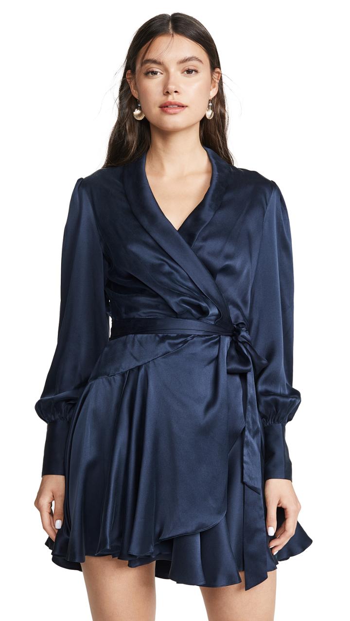 Zimmermann Espionage Silk Wrap Mini Dress