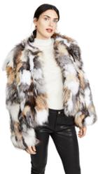 Jocelyn Natural Multi Silver Fox Chubby Jacket