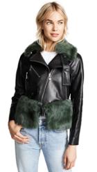 Adeam Moto Jacket With Removable Shearling Collar And Belt