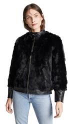 Adrienne Landau Fur Bomber With Leather Trim
