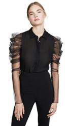 Cushnie Button Down Blouse With Pleated Sleeves