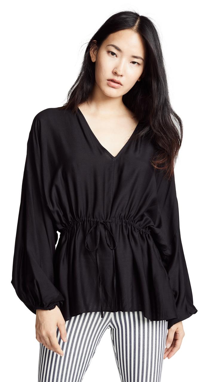 Elizabeth And James Angela V Neck Top With Cinched Waist