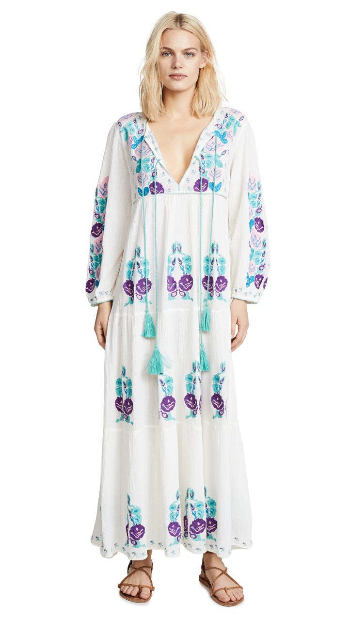 Blue Boheme Natural Lara Embroidered Dress