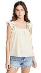 Madewell Embroidered Strap Flutter Sleeve Top