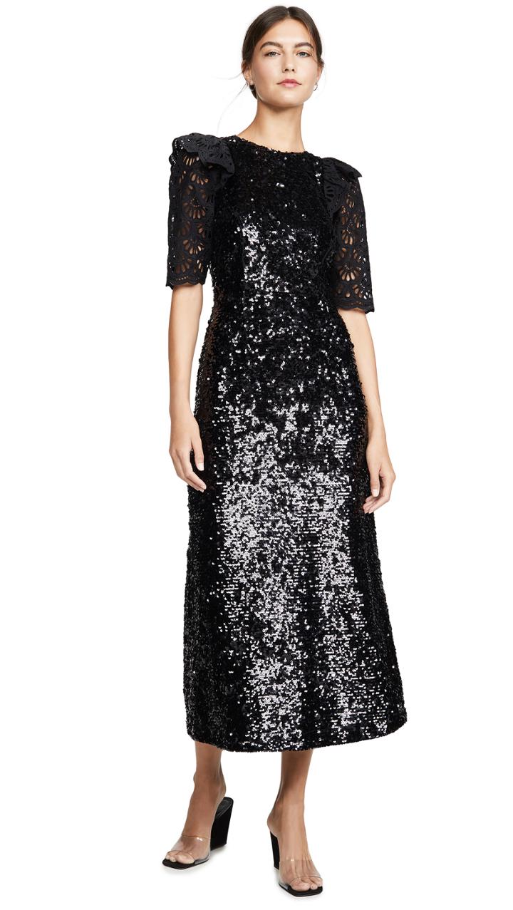 Sea Sequined Short Sleeve Dress