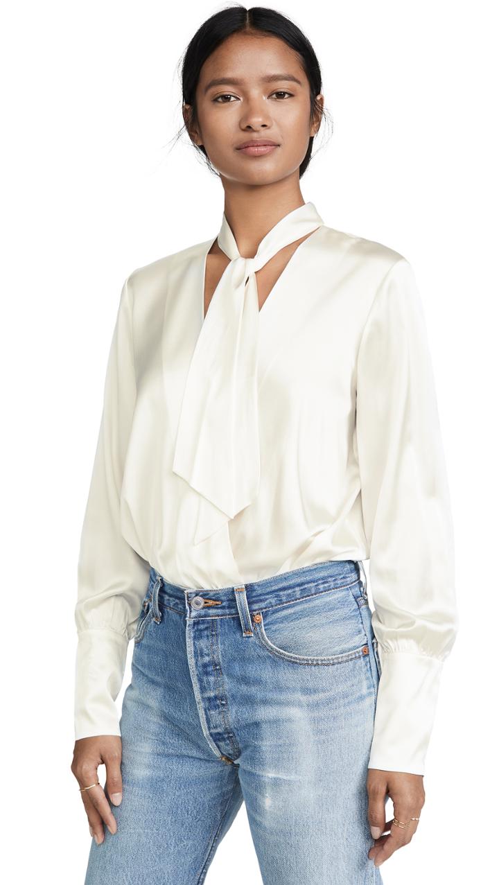 Jonathan Simkhai Charmeuse Wrap Front Bodysuit