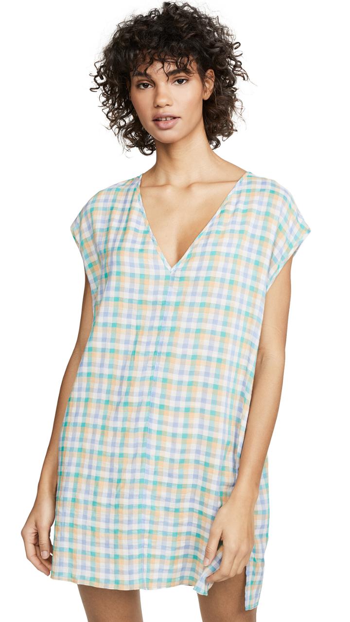 Madewell Cover Up Tunic Dress In Pastel Gingham Check