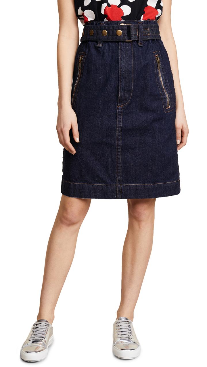 Marc Jacobs Denim Skirt With Zip Pockets