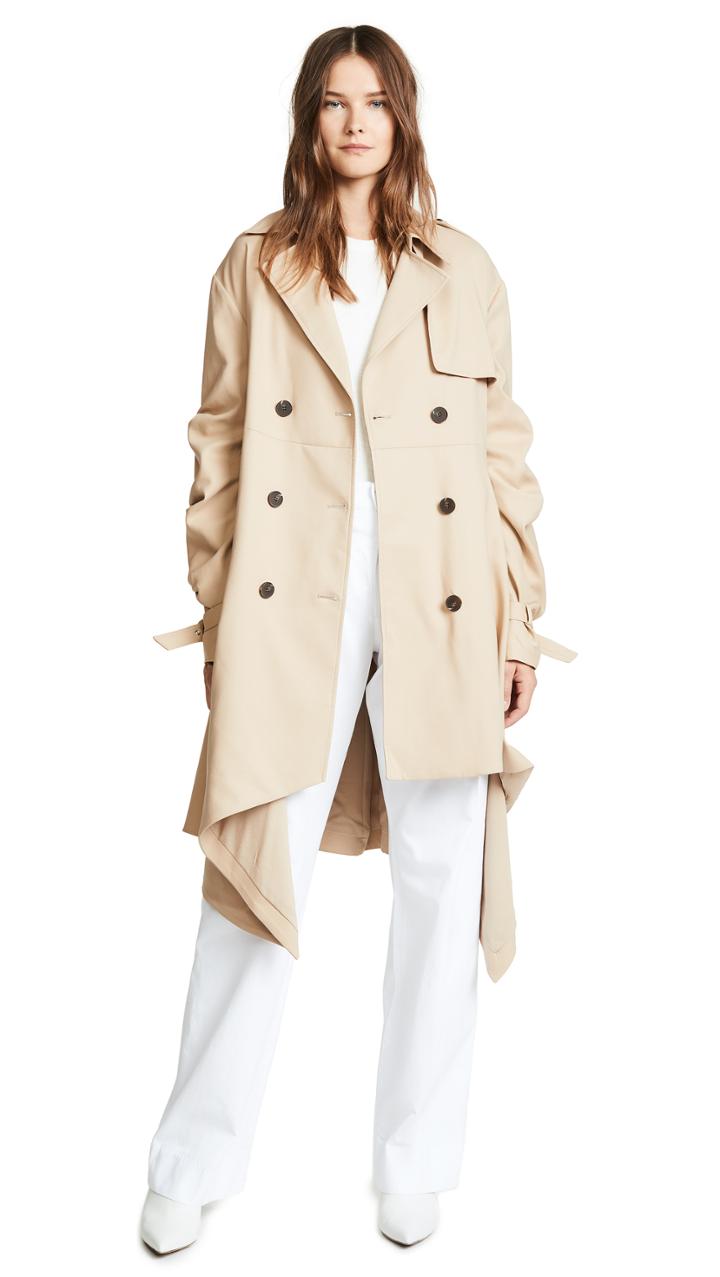 Jonathan Simkhai Tucked Sleeve Trench Coat