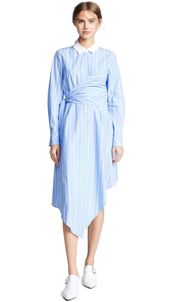 Jonathan Simkhai Long Sleeve Oxford Wrap Dress