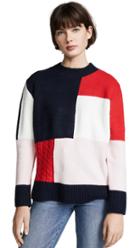 English Factory Patchwork Knit Sweater