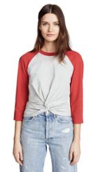 T By Alexander Wang Dense Fleece With Poplin Combo Wrap Shirt