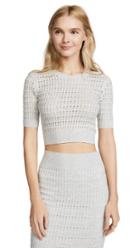 T By Alexander Wang Lace Short Sleeve Crop Top