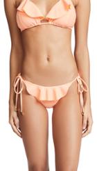 Shoshanna Grapefruit Bikini Top With Ruffles