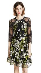 Marchesa Notte 3 4 Sleeve Embroidered Cocktail Dress