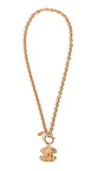 What Goes Around Comes Around Chanel Gold Quilted Cc Necklace Small