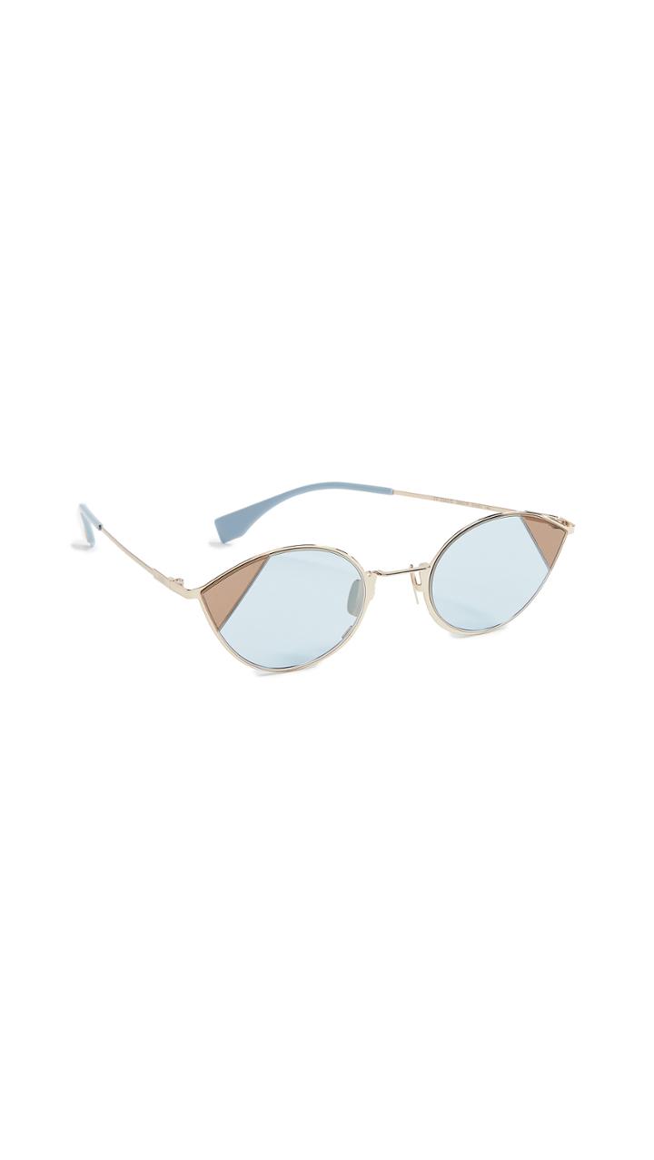 Fendi Narrow Cat Eye Color Block Sunglasses