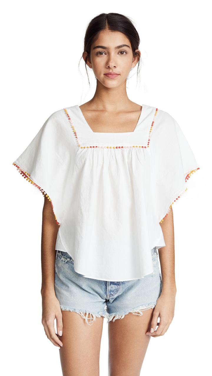 Lost Wander Dottie Ruffle Tie Top