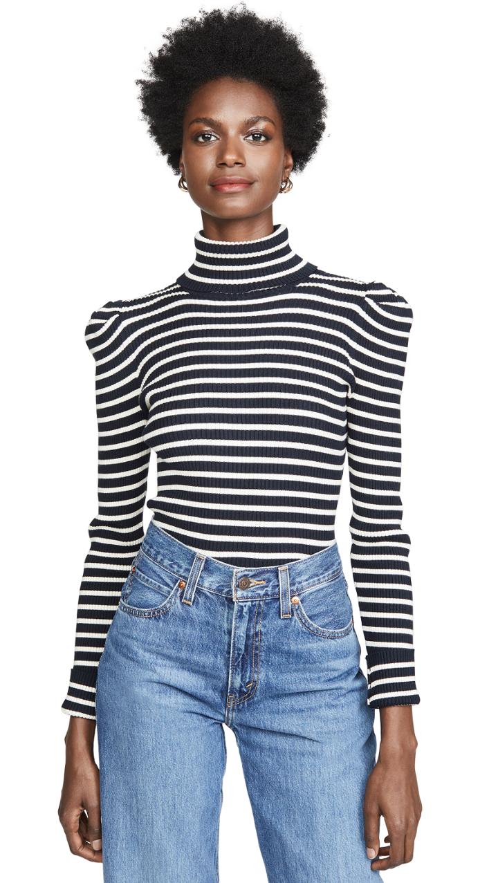 525 America Striped Puff Sleeve Pullover