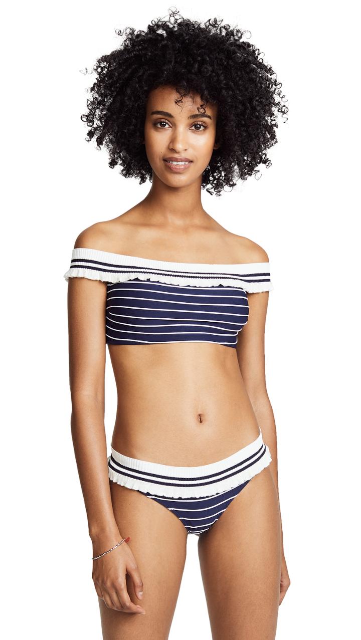 Jonathan Simkhai Ribbed Off Shoulder Bikini Top