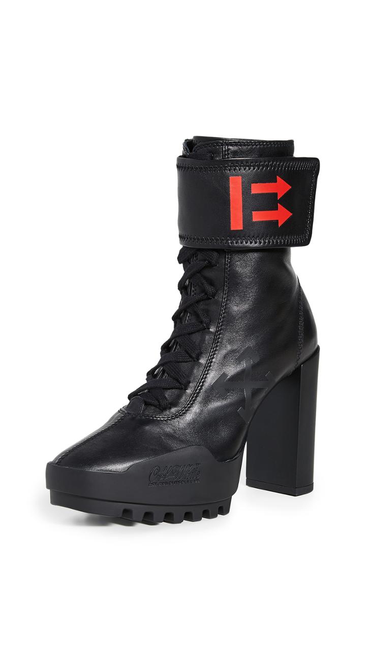 Off White Heeled Moto Wrap Boots