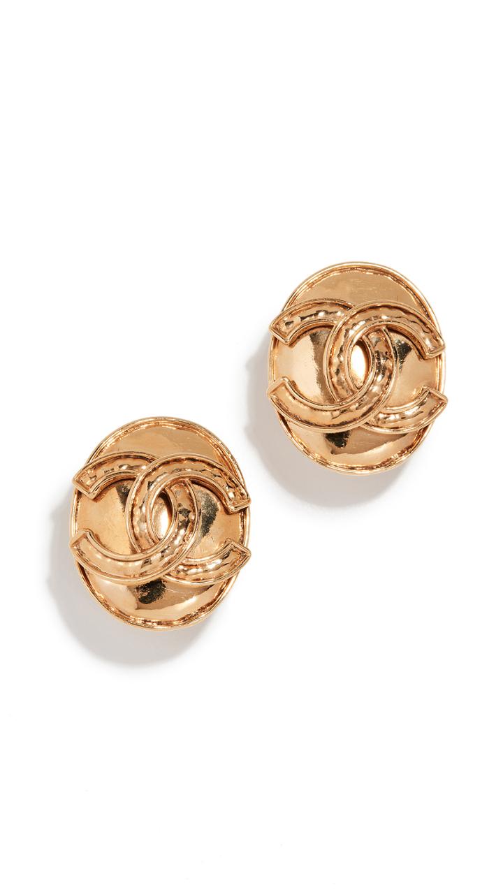 What Goes Around Comes Around Chanel Cc Oval Earrings