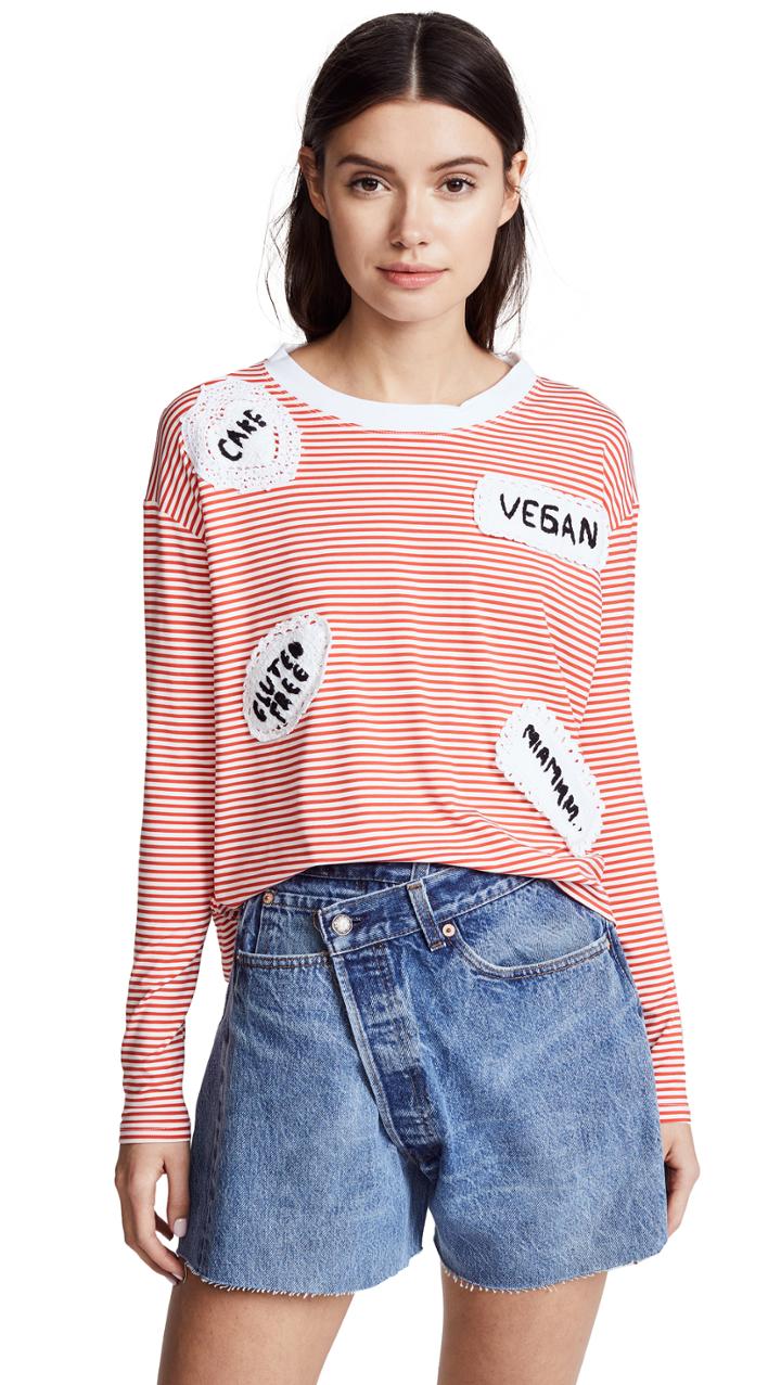Michaela Buerger Long Sleeve Striped Tee With Patches