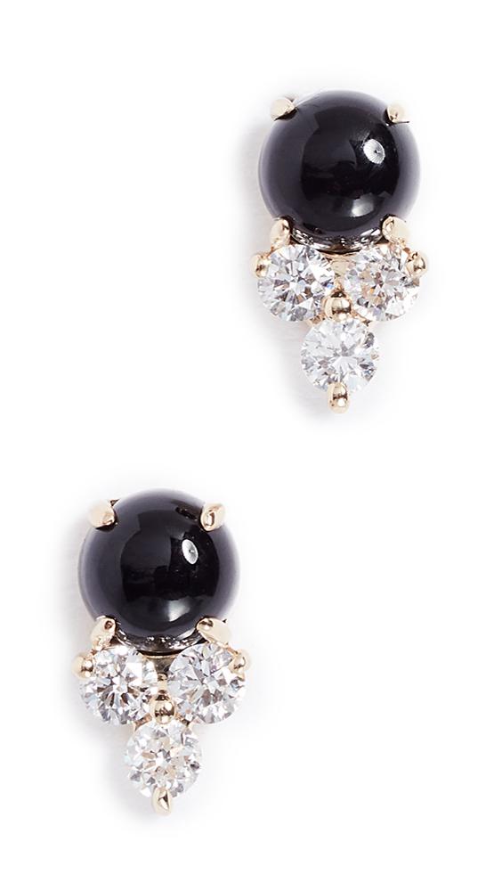 Ef Collection 14k Gold Diamond Trio Stone Stud Earrings