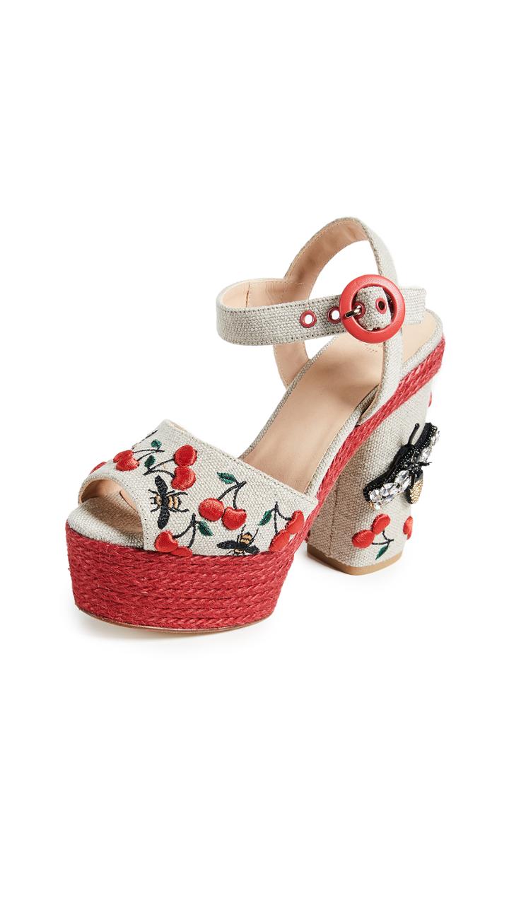 Castaner Aloe Platform Cherry Sandals