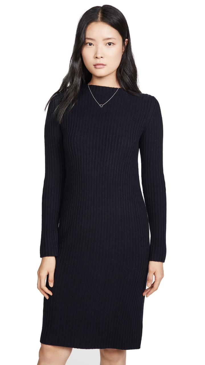 Vince Ribbed Long Sleeve Dress