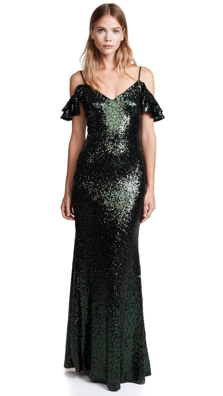 Theia Scarlet Sequin Gown