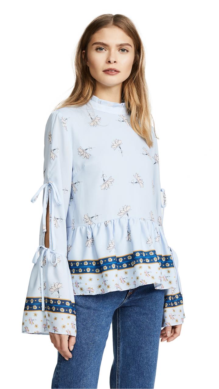 Endless Rose Border Lotus Print Blouse