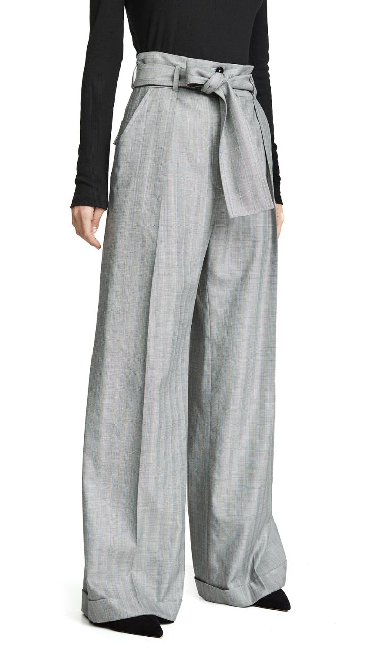 Nina Ricci Tie Waist Pinstripe Pants