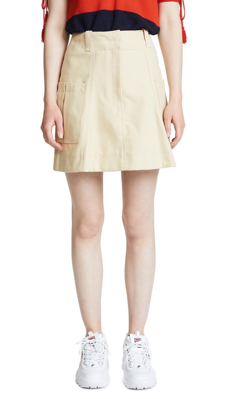 Carven Cotton Gabardine Miniskirt With Pocket