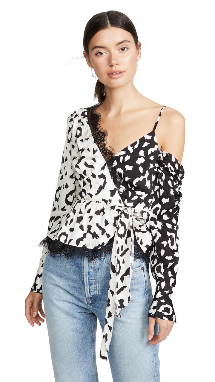 Self Portrait Leopard Printed Wrap Top