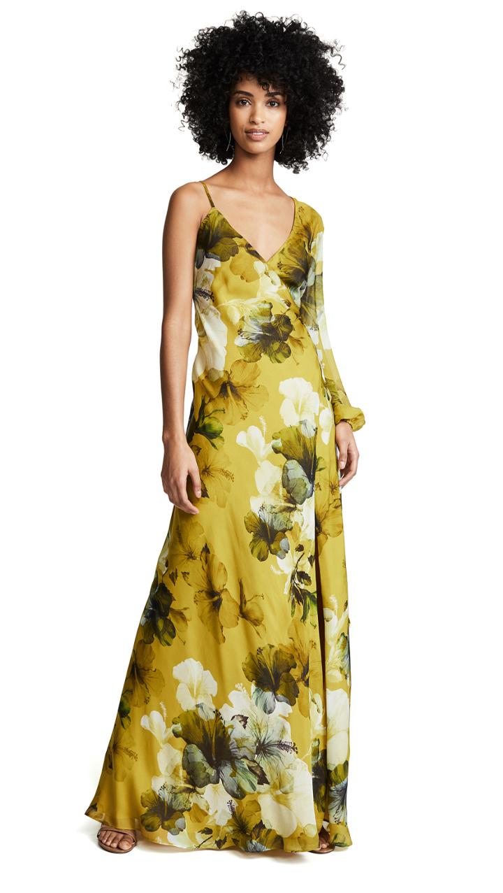 Michelle Mason Asymmetrical Wrap Gown