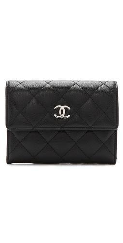 Wgaca Vintage Vintage Chanel Black Caviar Quilt Wallet