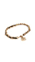 What Goes Around Comes Around Chanel Gold Black Leather Anklet