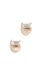 Jennie Kwon Designs 14k Baguette Half Moon Studs