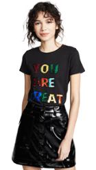Alice Olivia Rylyn Embellishment Short Sleeve Crew Neck Tee