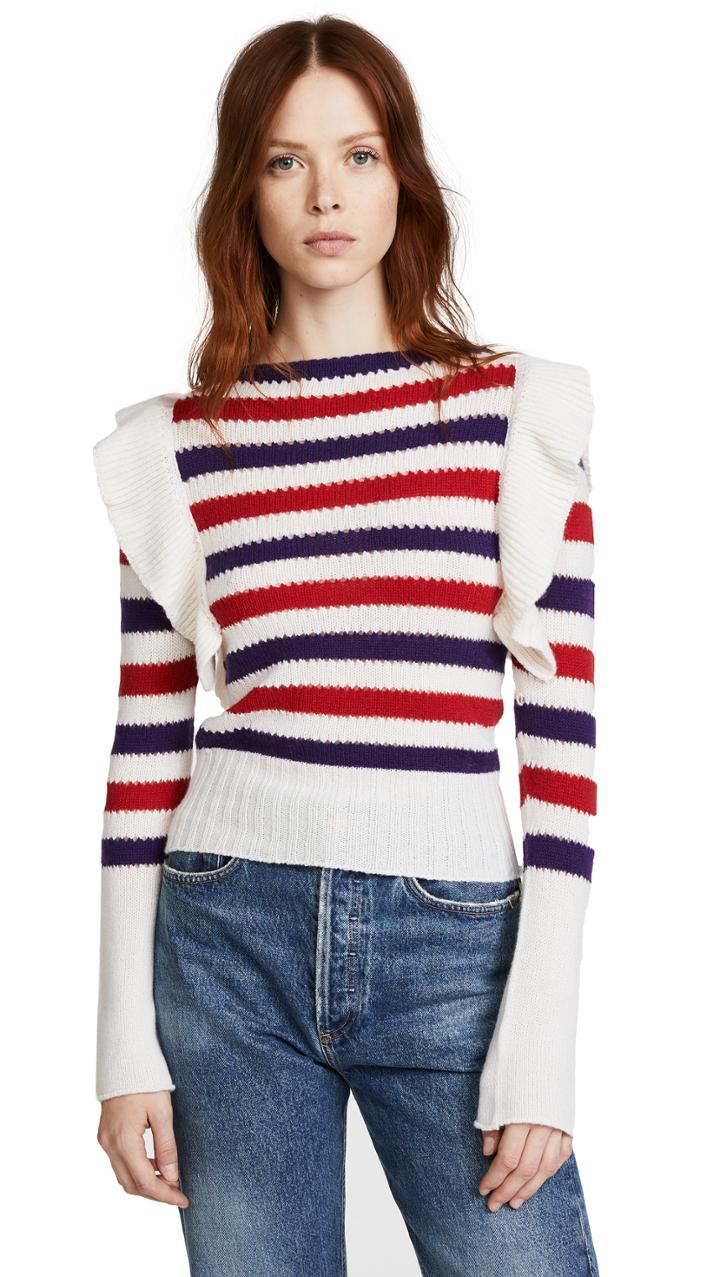 Philosophy Di Lorenzo Serafini Ruffle Striped Pullover