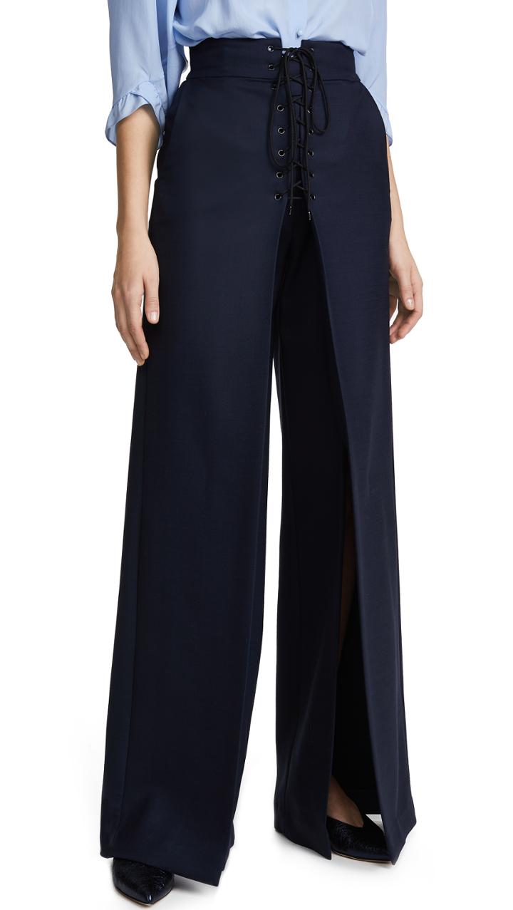 Vilshenko Orla Wool Lace Up Wide Leg Trousers