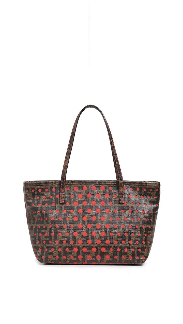 What Goes Around Comes Around Fendi Red Zucca Tote Bag