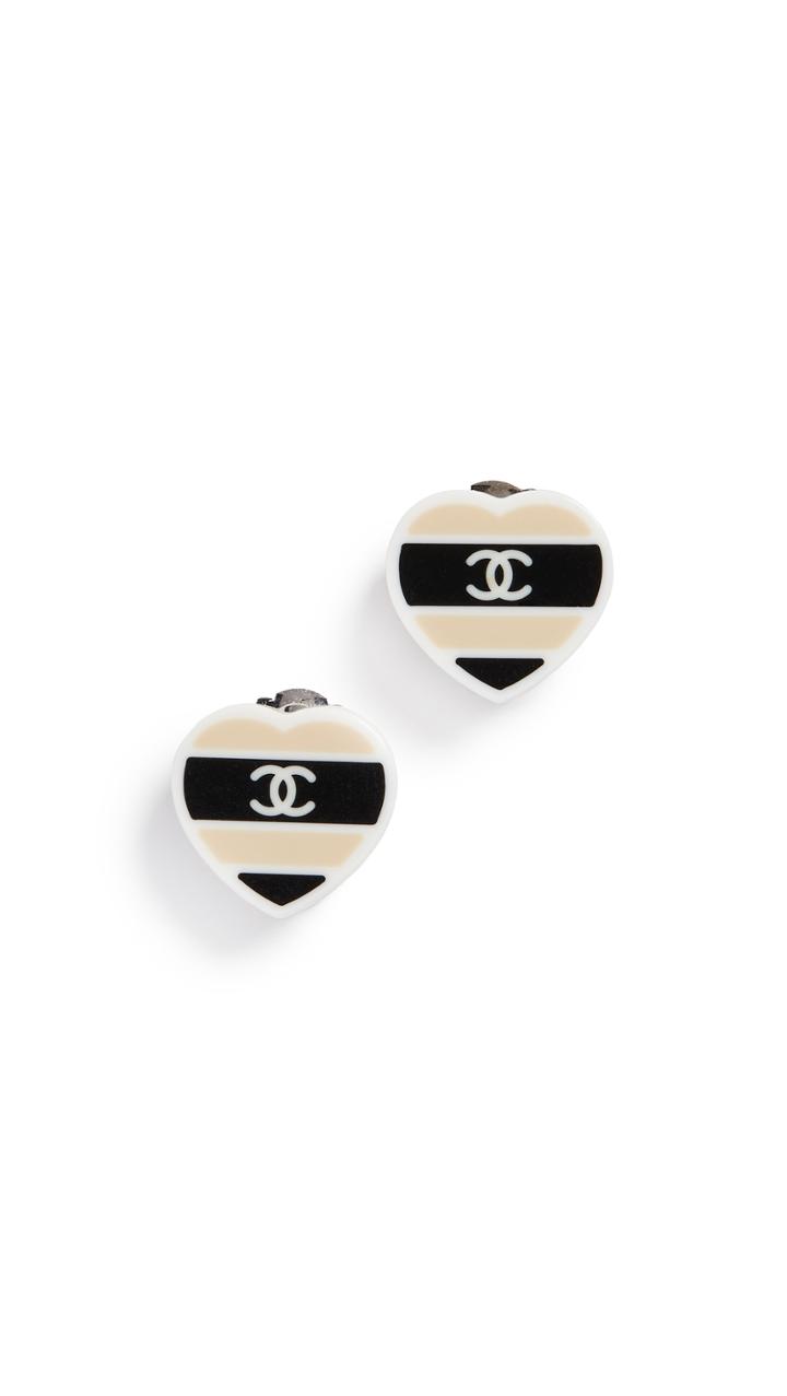 What Goes Around Comes Around Chanel Multi Heart Button Earrings