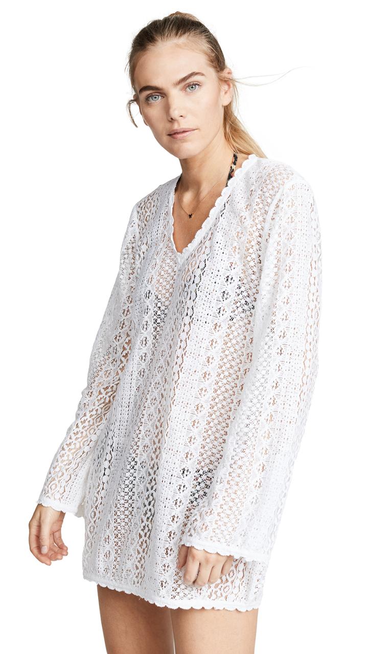 Kos Resort Long Sleeve Lace Cover Up Dress