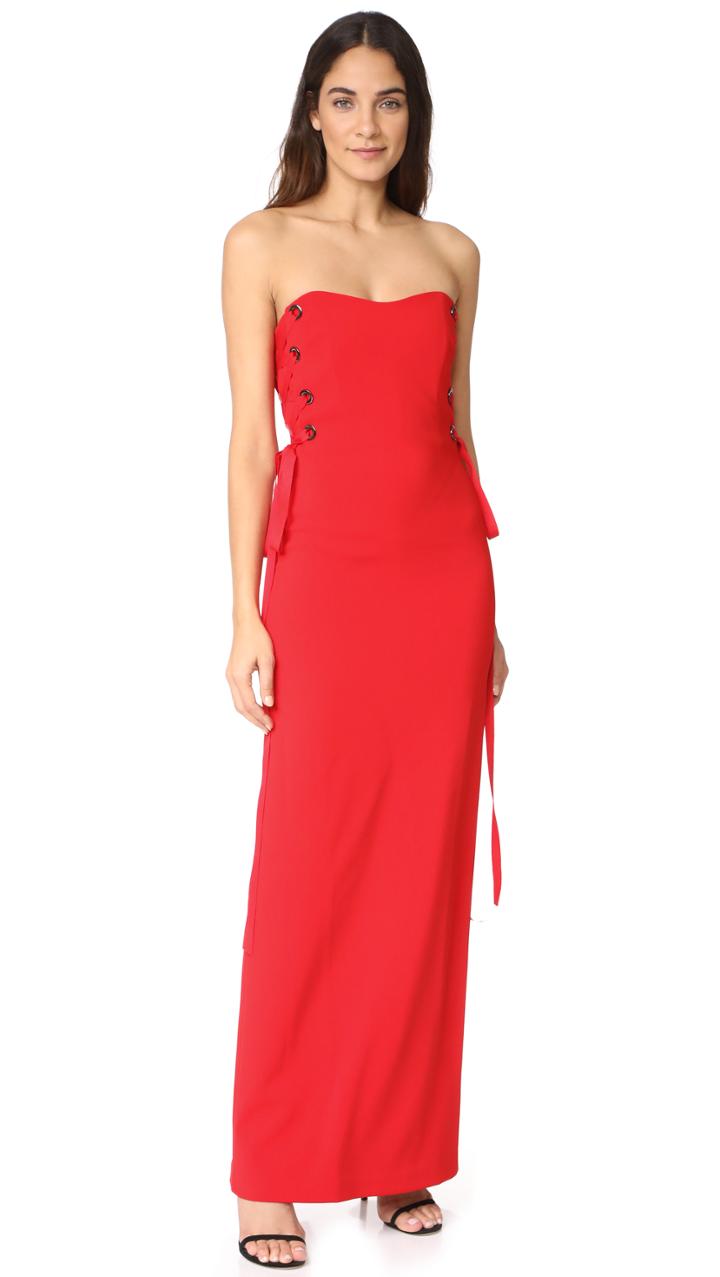 Badgley Mischka Collection Strapless Lace Up Gown