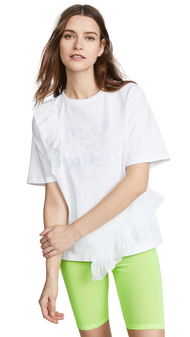 Kenzo Tiger T Shirt With Ruffles