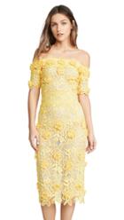 Costarellos Off The Shoulder Lasercut Lace Dress