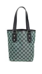 What Goes Around Comes Around Gucci Green Canvas Tote Bag